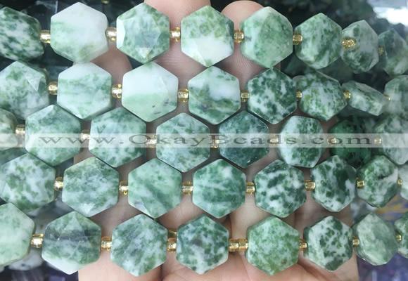 HABS25 15 inches 12mm faceted hexagon Qinghai jade beads wholesale
