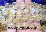 HGBS118 15 inches 12mm faceted heart citrine beads wholesale