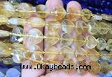 HGBS119 15 inches 12mm faceted heart citrine beads wholesale
