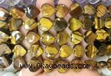 HGBS120 15 inches 12mm faceted heart yellow tiger eye beads wholesale