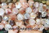 HGBS122 15 inches 12mm faceted heart red gum flower crystal beads wholesale