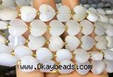 HGBS129 15 inches 12mm faceted heart blue chalcedony beads wholesale