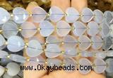 HGBS130 15 inches 12mm faceted heart blue chalcedony beads wholesale