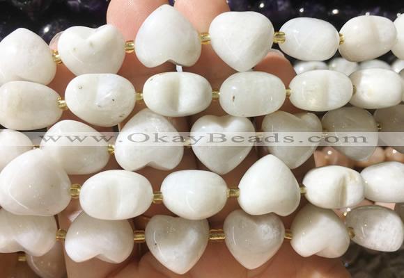 HGBS139 15 inches 15mm heart White moonstone beads wholesale