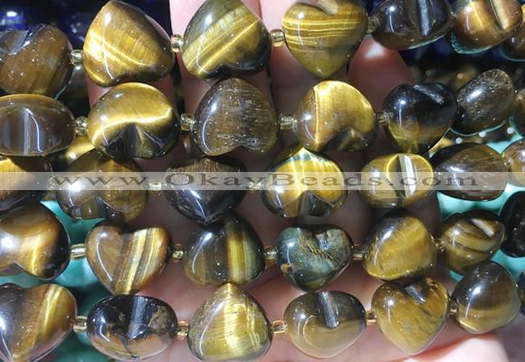 HGBS140 15 inches 15mm heart Yellow tiger eye beads wholesale