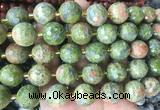 LSBS10 15 inches 16mm faceted round unakite beads wholesale