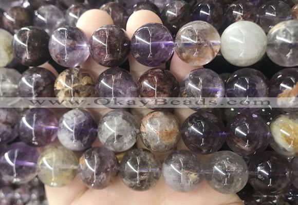 LSBS102 15 inches 16mm round purple phantom quartz beads wholesale