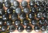 LSBS15 15 inches 16mm faceted round silver obsidian beads wholesale