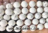 LSBS18 15 inches 16mm faceted round white howlite beads wholesale