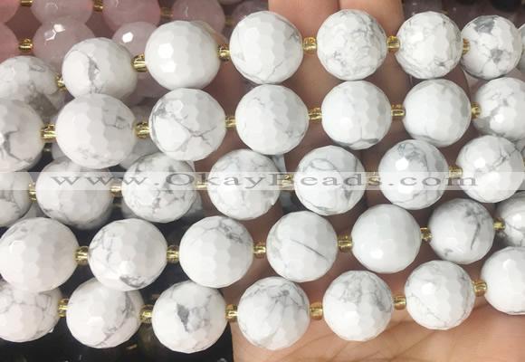 LSBS18 15 inches 16mm faceted round white howlite beads wholesale