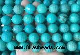LSBS180 15 inches 16mm faceted round green howlite turquoise beads wholesale