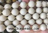 LSBS19 15 inches 16mm faceted round white fossil jasper beads wholesale
