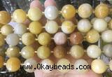LSBS213 15 inches 16mm faceted round yellow jade beads wholesale