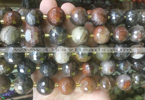 LSBS219 15 inches 16mm faceted round wooden jasper beads wholesale