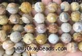 LSBS22 15 inches 16mm faceted round yellow crazy lace agate beads wholesale