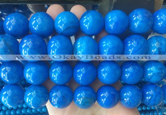 LSBS258 15 inches 20mm round blue agate gemstone beads wholesale