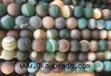 LSBS293 15 inches 14mm round matte banded agate gemstone beads wholesale