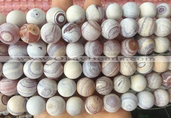 LSBS294 15 inches 14mm round matte banded agate gemstone beads wholesale