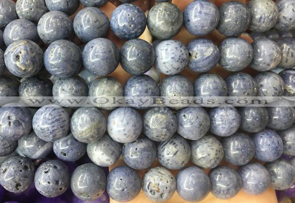 LSBS312 15 inches 16mm round blue coral gemstone beads wholesale