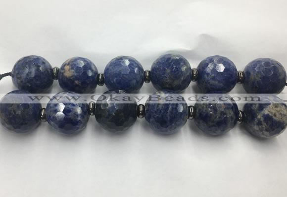 LSBS329 7.5 inches 30mm faceted round sodalite gemstone beads wholesale