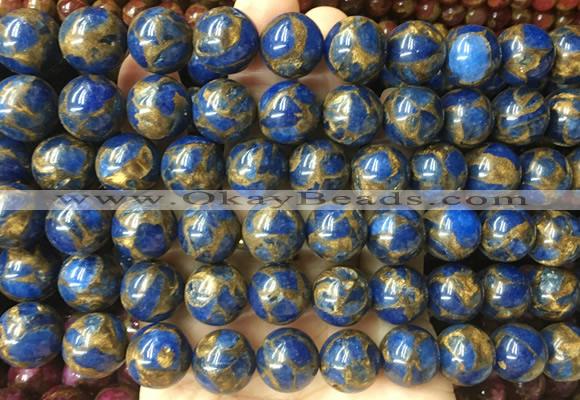LSBS349 15 inches 14mm round gold color stone beads wholesale