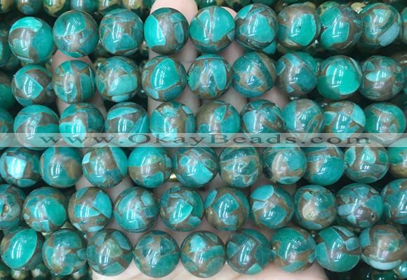 LSBS350 15 inches 14mm round gold color stone beads wholesale