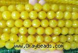 LSBS364 15 inches 14mm faceted round yellow agate gemstone beads wholesale
