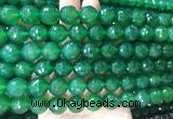 LSBS367 15 inches 14mm faceted round green agate gemstone beads wholesale