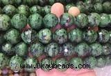 LSBS411 15 inches 18mm faceted round ruby zoisite gemstone beads wholesale
