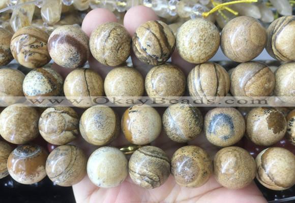 LSBS58 15 inches 16mm round picture jasper gemstone beads wholesale