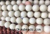 LSBS62 15 inches 16mm round white fossil jasper gemstone beads wholesale