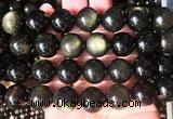 LSBS66 15 inches 16mm round golden obsidian gemstone beads wholesale