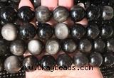 LSBS67 15 inches 16mm round silver obsidian gemstone beads wholesale