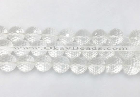 LSBS69 15 inches 16mm faceted round white crystal beads wholesale