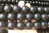 LSBS705 15 inches 20mm round matte black agate gemstone beads wholesale