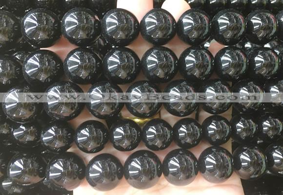 LSBS707 15 inches 16mm round black agate gemstone beads wholesale