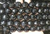 LSBS715 15 inches 16mm faceted round black agate gemstone beads wholesale