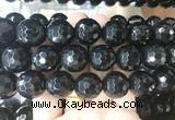 LSBS717 15 inches 20mm faceted round black agate gemstone beads wholesale