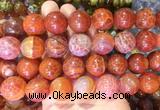 LSBS72 15 inches 18mm round red dragon veins agate beads wholesale