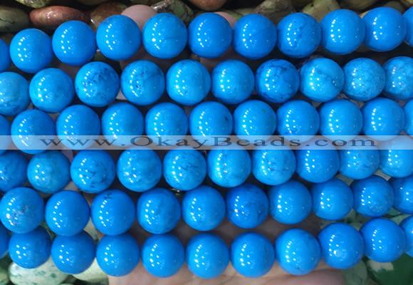 LSBS730 15 inches 14mm round howlite turquoise gemstone beads wholesale