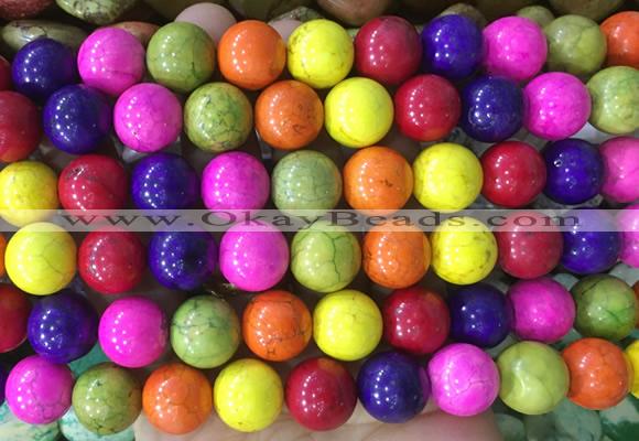 LSBS740 15 inches 14mm round howlite turquoise gemstone beads wholesale