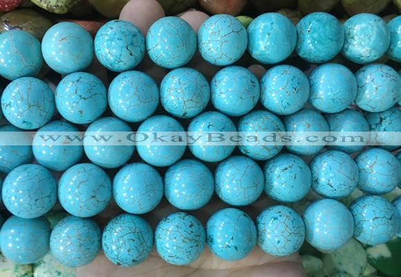 LSBS750 15 inches 16mm round howlite turquoise gemstone beads wholesale