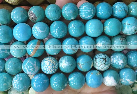 LSBS751 15 inches 16mm round howlite turquoise gemstone beads wholesale