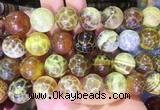 LSBS78 15 inches 18mm round yellow dragon veins agate beads wholesale