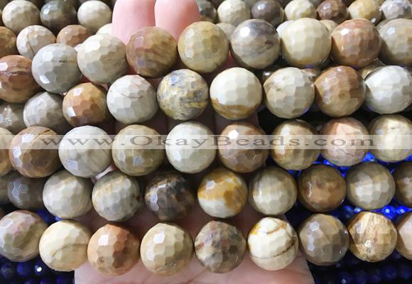 LSBS87 15 inches 16mm faceted round wooden jasper beads wholesale