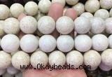 LSBS883 15 inches 20mm round white fossil jasper gemstone beads wholesale