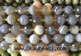 LSBS943 15 inches 16mm faceted round Banded agate gemstone beads wholesale