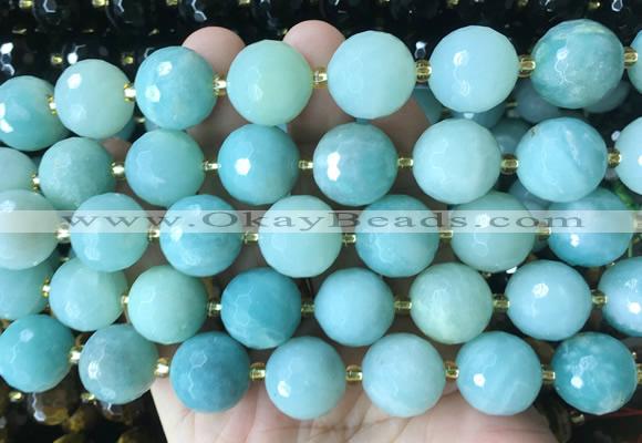 LSBS947 15 inches 16mm faceted round Amazonite gemstone beads wholesale