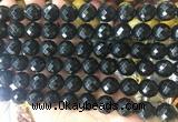 LSBS953 15 inches 14mm faceted round black agate gemstone beads wholesale