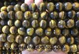 LSBS967 15 inches 14mm faceted round yellow tiger eye gemstone beads wholesale
